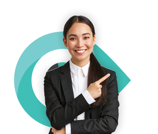 Image of with woman pointing on background of Installer Eye Icon